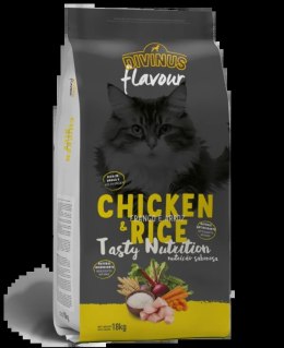 Divinus FLAVOUR dla dorosłego kota kurczak z ryżem 18 kg + DARMOWA WYSYŁKA!