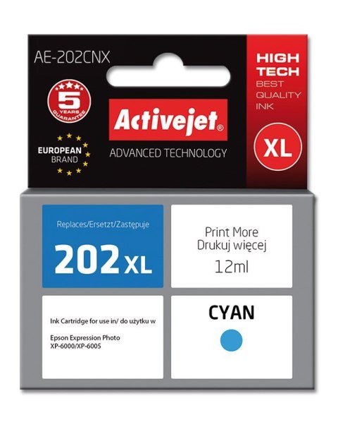 Activejet AE-202CNX Tusz (zamiennik Epson 202XL H24010; Supreme; 12 ml; niebieski) Activejet AE-202CNX Tusz (zamiennik Epson 202XL H24010; Supreme; 12 ml; niebieski)