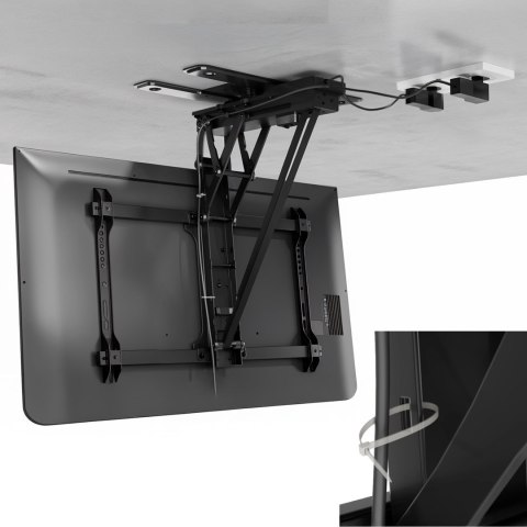MACLEAN UCHWYT DO TV ELEKTRYCZNY SUFITOWY, OBSŁUGA TUYA, MAX VESA 600X400, OBRÓT 90ST. PILOT, 32"-75", 35KG MC-490
