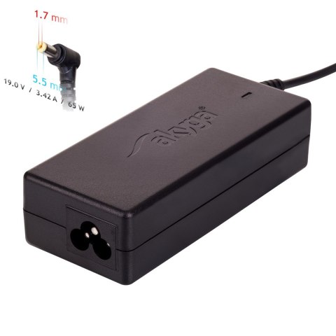 Zasilacz sieciowy Akyga AK-ND-06 do notebooka Acer (19 V; 3,42 A; 65W; 5.5 mm x 1.7 mm) Zasilacz sieciowy Akyga AK-ND-06 do notebooka Acer (19 V; 3,42 A; 65W; 5.5 mm x 1.7 mm)