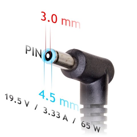 Zasilacz sieciowy Akyga AK-ND-25 do notebooka Compaq, HP (19,5 V; 3,33 A; 65W; 4.5 mm x 3 mm) Zasilacz sieciowy Akyga AK-ND-25 do notebooka Compaq, HP (19,5 V; 3,33 A; 65W; 4.5 mm x 3 mm)