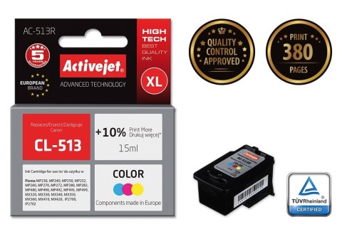 Activejet AC-513R Tusz (zamiennik Canon CL-513; Premium; 15 ml; kolor) Activejet AC-513R Tusz (zamiennik Canon CL-513; Premium; 15 ml; kolor)