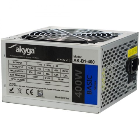 Zasilacz Akyga Basic AK-B1-400 (400 W; Pasywne; 120 mm) Zasilacz Akyga Basic AK-B1-400 (400 W; Pasywne; 120 mm)