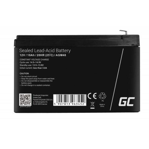 GREEN CELL AKUMULATOR ŻELOWY AGM48 12V 10AH GREEN CELL AKUMULATOR ŻELOWY AGM48 12V 10AH