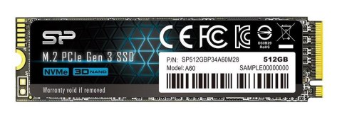 Dysk SSD Silicon Power A60 512GB M.2 PCIe NVMe Gen3x4 TLC 2200/1600 MB/s (SP512GBP34A60M28) Dysk SSD Silicon Power A60 512GB M.2 PCIe NVMe Gen3x4 TLC 2200/1600 MB/s (SP512GBP34A60M28)