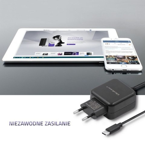 QOLTEC ŁADOWARKA SIECIOWA USB TYP C, 5V, 2.4A, 12W, CZARNA QOLTEC ŁADOWARKA SIECIOWA USB TYP C, 5V, 2.4A, 12W, CZARNA