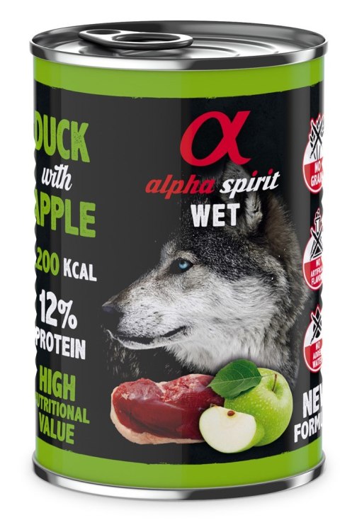 Alpha Spirit kaczka/jabłko mokra karma pies 400 g Alpha Spirit kaczka/jabłko mokra karma pies 400 g