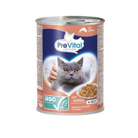 PREVITAL - Z łososiem ASC w galaretce - Pełnoporcjowa karma dla dorosłych kotów - 0.415g PREVITAL - Z łososiem ASC w galaretce - Pełnoporcjowa karma dla dorosłych kotów - 0.415g