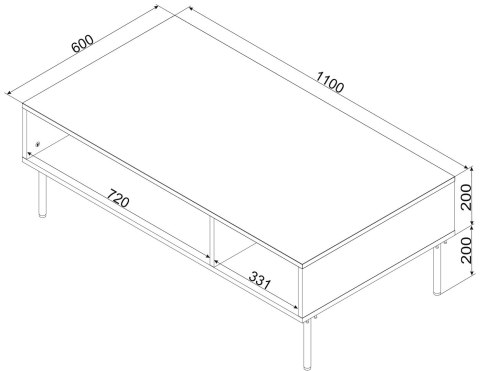 Stolik/ława PALAZZO BIS 110x60x40 czarny mat Stolik/ława PALAZZO BIS 110x60x40 czarny mat