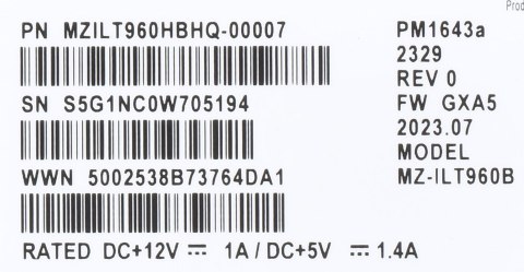 Dysk SSD Samsung PM1643a 960GB 2.5" SAS 12Gb/s MZILT960HBHQ-00007 (DWPD 1) Dysk SSD Samsung PM1643a 960GB 2.5" SAS 12Gb/s MZILT960HBHQ-00007 (DWPD 1)