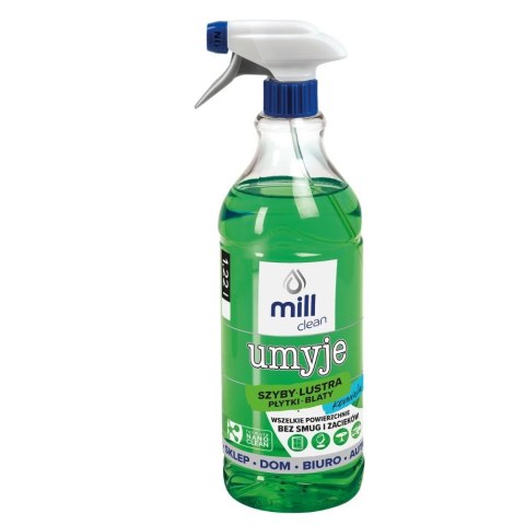 MILL CLEAN UMYJE Płyn do mycia szyb, szkła, luster, glazury o zapachu Konwalii 1,22l MILL CLEAN UMYJE Płyn do mycia szyb, szkła, luster, glazury o zapachu Konwalii 1,22l