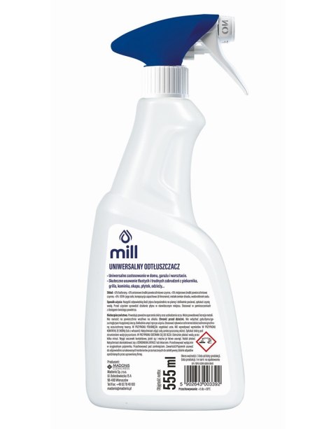 MILL CLEAN odtłuszczacz Uniwersalny Odplamiacz na tłuste plamy. Produkt do odzieży, tworzyw sztucznych. 555 ml. MILL CLEAN odtłuszczacz Uniwersalny Odplamiacz na tłuste plamy. Produkt do odzieży, tworzyw sztucznych. 555 ml.