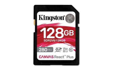 KINGSTON microSDXC Canvas 128GB React Plus UHS-II 280R/100W U3 V60 for Full HD/4K KINGSTON microSDXC Canvas 128GB React Plus UHS-II 280R/100W U3 V60 for Full HD/4K