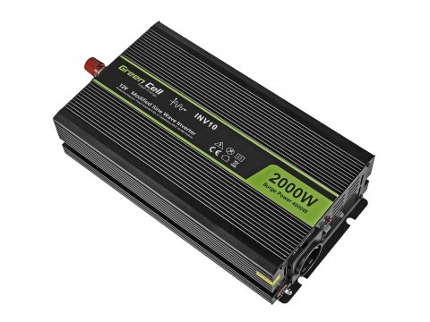 GREEN CELL PRZETWORNICA INV10 12V-230V 2000W/4000W MODYFIKOWANA SINUSOIDA (WYPRZEDAŻ) GREEN CELL PRZETWORNICA INV10 12V-230V 2000W/4000W MODYFIKOWANA SINUSOIDA (WYPRZEDAŻ)