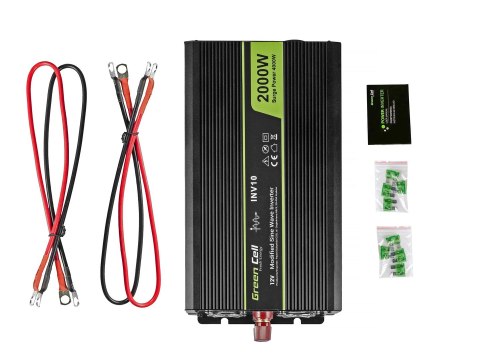 GREEN CELL PRZETWORNICA INV10 12V-230V 2000W/4000W MODYFIKOWANA SINUSOIDA (WYPRZEDAŻ) GREEN CELL PRZETWORNICA INV10 12V-230V 2000W/4000W MODYFIKOWANA SINUSOIDA (WYPRZEDAŻ)
