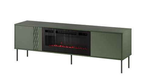 Szafka RTV EF + kominek czarny TRESSE 180x40x54,5 zieleń mat Szafka RTV EF + kominek czarny TRESSE 180x40x54,5 zieleń mat