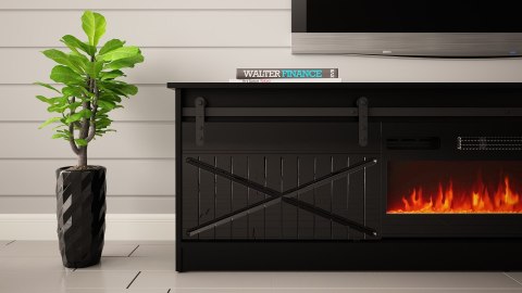 Szafka RTV GRANERO+kominek 200x56,7x35 czarny/czarny poł Szafka RTV GRANERO+kominek 200x56,7x35 czarny/czarny poł