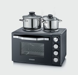 SEVERIN MINI PIEKARNIK Z PŁYTAMI DO GOTOWANIA, ZAKRES TEMP. 100°C-230°C, TIMER DO 120 MIN, 30 L, 1500W TO2074