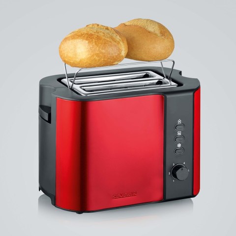 SEVERIN TOSTER CZERWONY, STAL NIERDZEWNA, 2 KROMKI, PRZYCISK ROZMRAŻANIA, ELEKTR. KONTR. OPIEKANIA, MOC 800W AT2217 SEVERIN TOSTER CZERWONY, STAL NIERDZEWNA, 2 KROMKI, PRZYCISK ROZMRAŻANIA, ELEKTR. KONTR. OPIEKANIA, MOC 800W AT2217