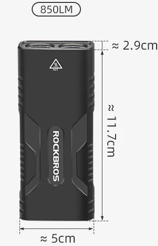 Lampka rowerowa Rockbros 24310002001 850 lm z funkcją powerbanku + kabel USB-C - USB-A - czarna Lampka rowerowa Rockbros 24310002001 850 lm z funkcją powerbanku + kabel USB-C - USB-A - czarna