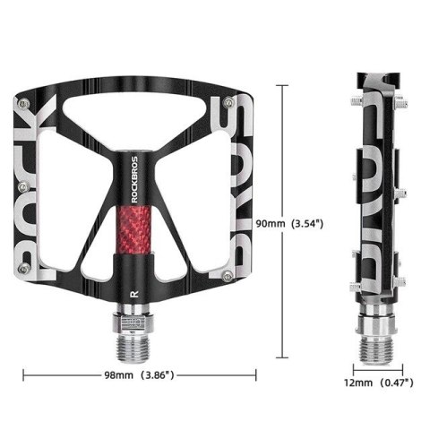 Zestaw pedałów rowerowych Rockbros 37213071001 ze stopu aluminium - czarne Zestaw pedałów rowerowych Rockbros 37213071001 ze stopu aluminium - czarne
