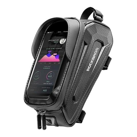 Sakwa rowerowa Rockbros B68-1 na ramę pancerna z kieszonką na telefon 1.7l - czarna Sakwa rowerowa Rockbros B68-1 na ramę pancerna z kieszonką na telefon 1.7l - czarna