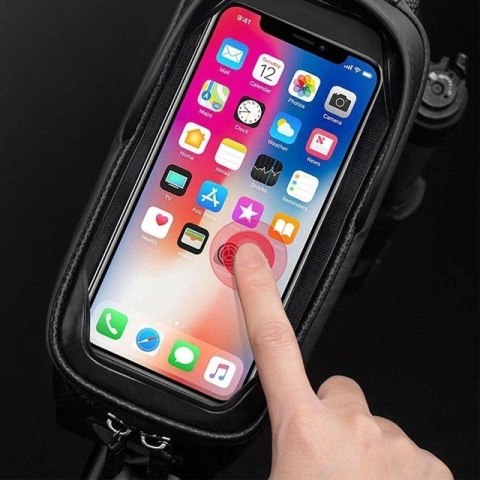 Sakwa rowerowa Rockbros B68-1 na ramę pancerna z kieszonką na telefon 1.7l - czarna Sakwa rowerowa Rockbros B68-1 na ramę pancerna z kieszonką na telefon 1.7l - czarna