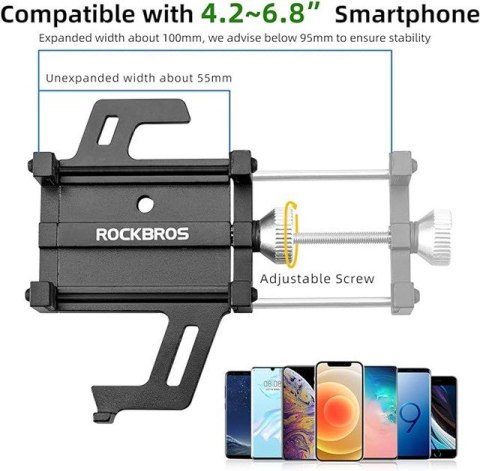 Uchwyt rowerowy Rockbros 699-BK ze stopu aluminium do telefonu - czarny Uchwyt rowerowy Rockbros 699-BK ze stopu aluminium do telefonu - czarny