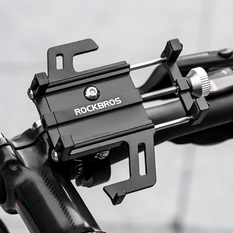 Uchwyt rowerowy Rockbros 699-BK ze stopu aluminium do telefonu - czarny Uchwyt rowerowy Rockbros 699-BK ze stopu aluminium do telefonu - czarny