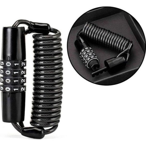 Zapięcie rowerowe Rockbros T609 na szyfr 1,5m - czarne Zapięcie rowerowe Rockbros T609 na szyfr 1,5m - czarne