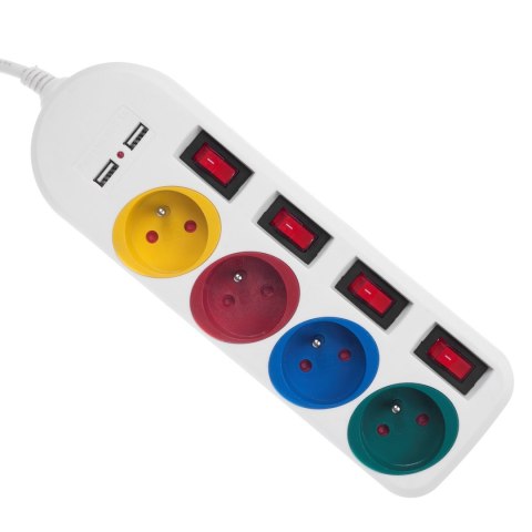 MACLEAN LISTWA ZASILAJĄCA 4 GNIAZDA 2XUSB MCE229W MACLEAN LISTWA ZASILAJĄCA 4 GNIAZDA 2XUSB MCE229W