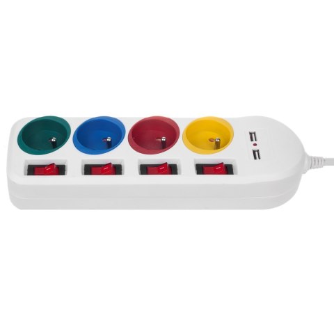 MACLEAN LISTWA ZASILAJĄCA 4 GNIAZDA 2XUSB MCE229W MACLEAN LISTWA ZASILAJĄCA 4 GNIAZDA 2XUSB MCE229W