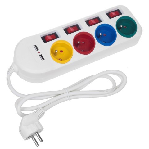 MACLEAN LISTWA ZASILAJĄCA 4 GNIAZDA 2XUSB MCE229W MACLEAN LISTWA ZASILAJĄCA 4 GNIAZDA 2XUSB MCE229W