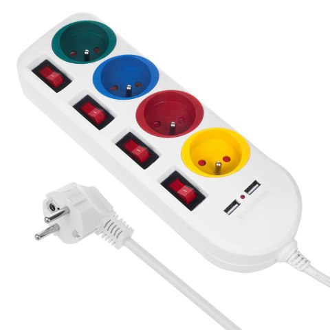 MACLEAN LISTWA ZASILAJĄCA 4 GNIAZDA 2XUSB MCE229W MACLEAN LISTWA ZASILAJĄCA 4 GNIAZDA 2XUSB MCE229W