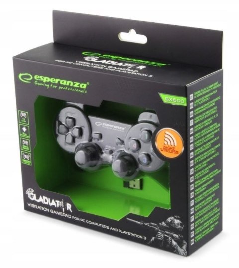 Gamepad bezprzewodowy Esperanza EGG108K (PC, PS3; kolor czarny) Gamepad bezprzewodowy Esperanza EGG108K (PC, PS3; kolor czarny)