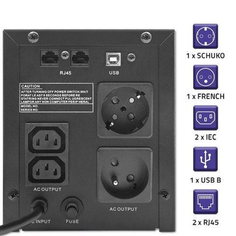 QOLTEC ZASILACZ AWARYJNY UPS LINE INTERACTIVE | MONOLITH | 1500VA | 900W | LCD | USB QOLTEC ZASILACZ AWARYJNY UPS LINE INTERACTIVE | MONOLITH | 1500VA | 900W | LCD | USB