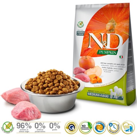 FARMINA N&D Pumpkin Boar & Apple Adult Medium & Maxi - sucha karma dla psa - 12kg FARMINA N&D Pumpkin Boar & Apple Adult Medium & Maxi - sucha karma dla psa - 12kg