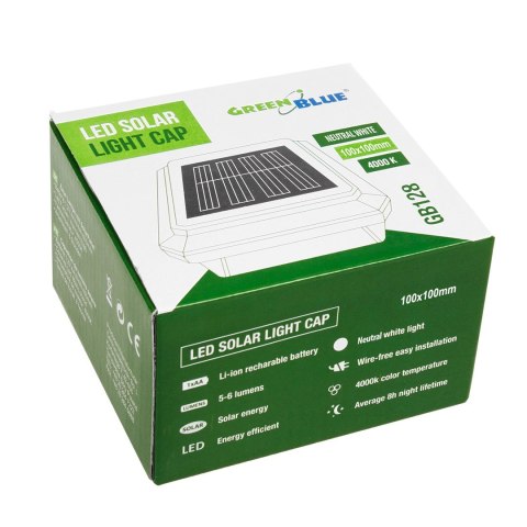 GREENBLUE LAMPA SOLARNA NA SŁUPEK 100*100 - DASZEK KOPERTOWY GB128 GREENBLUE LAMPA SOLARNA NA SŁUPEK 100*100 - DASZEK KOPERTOWY GB128