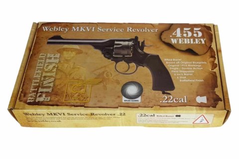 Rewolwer WEBLEY MKVI .455 Police kal.4,5 mm Diabolo łuski 6-strzał. lufa 4" CO2 Black Ekp do17J Rewolwer WEBLEY MKVI .455 Police kal.4,5 mm Diabolo łuski 6-strzał. lufa 4" CO2 Black Ekp do17J