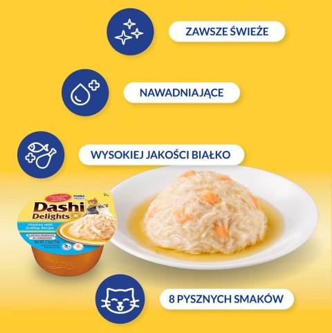 INABA Dashi Delights Kurczak Przegrzebki - Przysmak dla kotów - 70g INABA Dashi Delights Kurczak Przegrzebki - Przysmak dla kotów - 70g