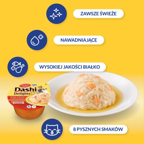 INABA Dashi Delights Kurczak Tuńczyk&Łosoś - Przysmak dla kotów - 70g INABA Dashi Delights Kurczak Tuńczyk&Łosoś - Przysmak dla kotów - 70g