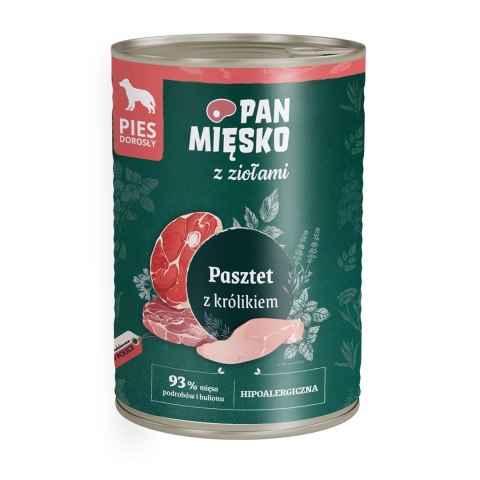 Pan Mięsko Pasztet z królikiem i ziołami karma mokra dla psa 400g Pan Mięsko Pasztet z królikiem i ziołami karma mokra dla psa 400g