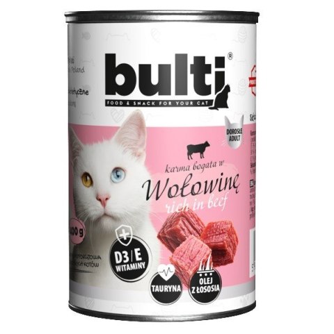 BULTI mielonka bogata w wołowinę dla kota 400g BULTI mielonka bogata w wołowinę dla kota 400g