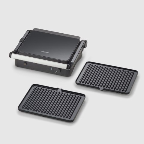 SEVERIN GRILL KONTAKTOWY, POWŁOKA CERAMICZNA, TEMP. MAKS. 230°C, WYJMOWANE PŁYTY GRILLOWE, KABEL 80 CM, MOC 800W KG 2398