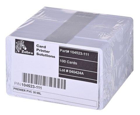 Karty plastikowe Zebra PVC Premier białe 0,762mm 500szt 104523-111 Karty plastikowe Zebra PVC Premier białe 0,762mm 500szt 104523-111
