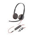 Poly Blackwire 3225 Stereo USB-C Headset +3.5mm Plug +USB-C/A Adapter (Bulk) 8X229A6