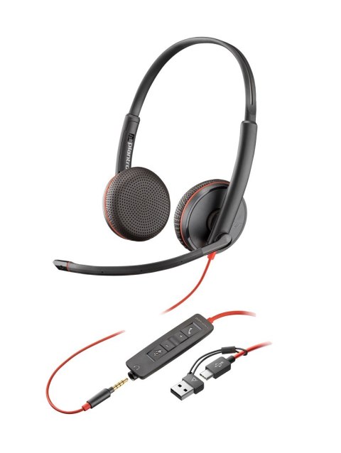 Poly Blackwire 3225 Stereo USB-C Headset +3.5mm Plug +USB-C/A Adapter (Bulk) 8X229A6 Poly Blackwire 3225 Stereo USB-C Headset +3.5mm Plug +USB-C/A Adapter (Bulk) 8X229A6