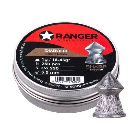 Śrut 5,5 mm RANGER Diabolo Classic Sharp Grooved szpic molet. 250 szt. 1,00 g Śrut 5,5 mm RANGER Diabolo Classic Sharp Grooved szpic molet. 250 szt. 1,00 g