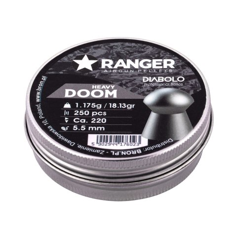 Śrut 5,5 mm RANGER Diabolo Doom Heavy płaski 250 szt. 1,175 g Śrut 5,5 mm RANGER Diabolo Doom Heavy płaski 250 szt. 1,175 g