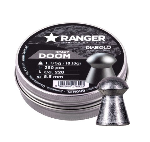 Śrut 5,5 mm RANGER Diabolo Doom Heavy płaski 250 szt. 1,175 g Śrut 5,5 mm RANGER Diabolo Doom Heavy płaski 250 szt. 1,175 g